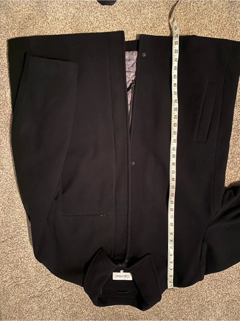 Calvin Klein Black Wool Blend Men's Coat with Quilted Lining